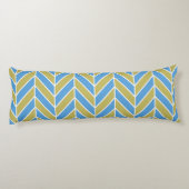 Blue and Gold Herringbone Seitenschläferkissen (Rückseite)