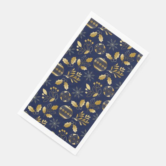 Blue and Gold Holiday Pattern Serviette (Ecke)