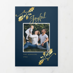 Blue and Gold Holiday Trifold Card Dreifach Gefaltete Urlaubskarte