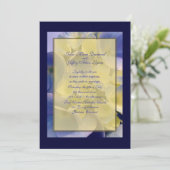 Blue and Gold Hydrangea Wedding Einladung (Stehend Vorderseite)