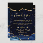 Blue and Gold Imitats Glitzer Agate Wedding Dankeskarte (Vorne/Hinten)