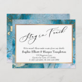 Blue and Gold Ink Elegante Neue Adresse Ankündigun Mitteilungskarte (Vorne/Hinten)