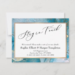 Blue and Gold Ink Elegante Neue Adresse Ankündigun Mitteilungskarte