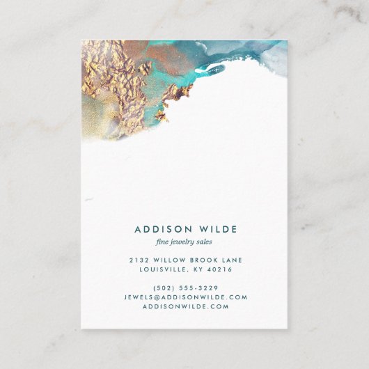 Blue and Gold Ink Necklass Earring Display Card Visitenkarte (Rückseite)