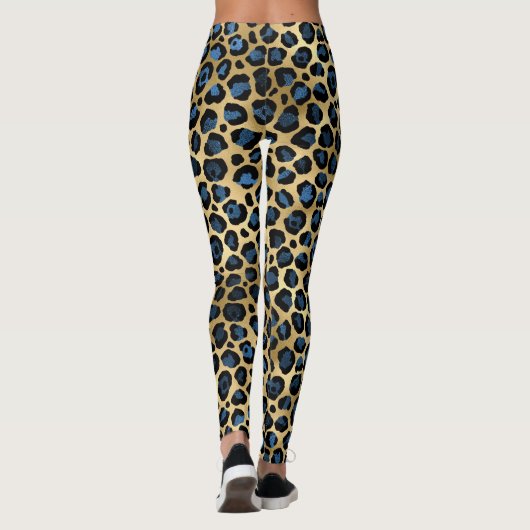 Blue and Gold Leopard Leggings (Rückseite)