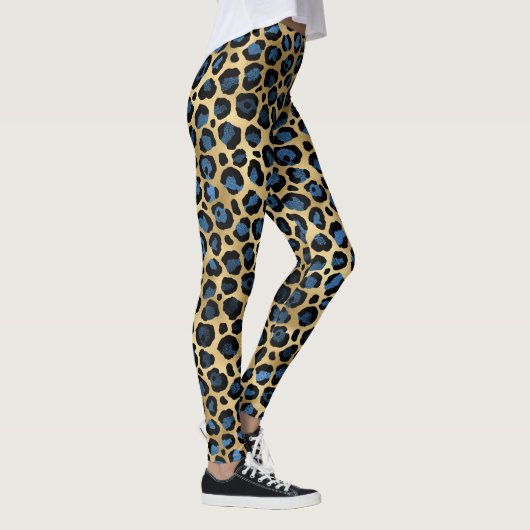 Blue and Gold Leopard Leggings (Rechts)