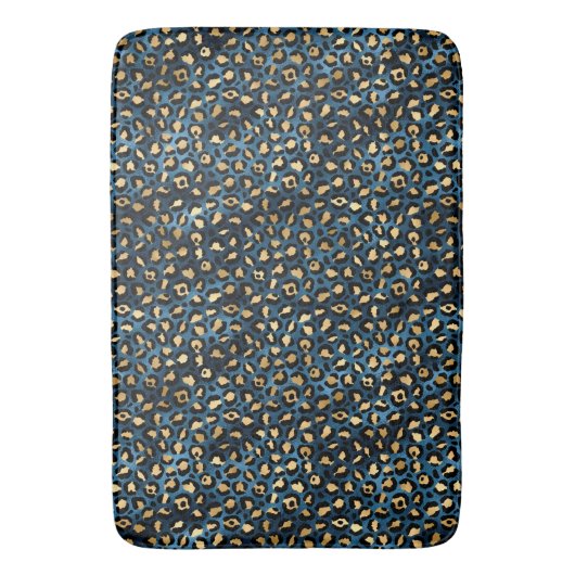 Blue and Gold Leopard Serie Design 1 Badematte (Vorderseite Vertikal)