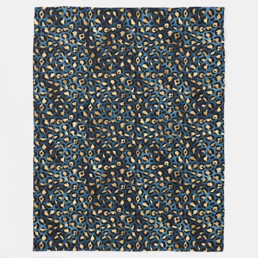 Blue and Gold Leopard Serie Design 1 Fleecedecke (Vorderseite)