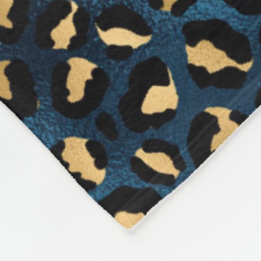 Blue and Gold Leopard Serie Design 1 Fleecedecke (Ecke)