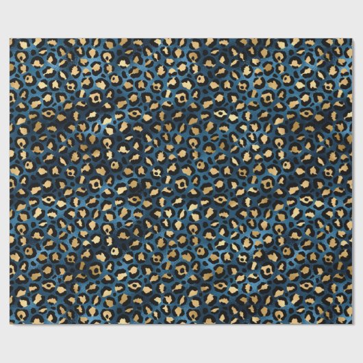 Blue and Gold Leopard Serie Design 1 Geschenkpapier (Flach)