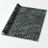Blue and Gold Leopard Serie Design 1 Geschenkpapier (Ungerollt)
