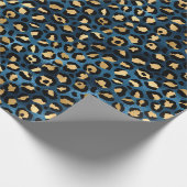 Blue and Gold Leopard Serie Design 1 Geschenkpapier (Ecke)