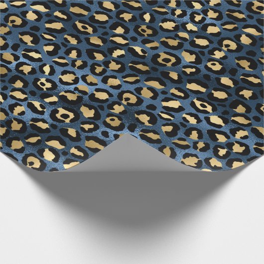 Blue and Gold Leopard Serie Design 1 Geschenkpapier (Ecke)