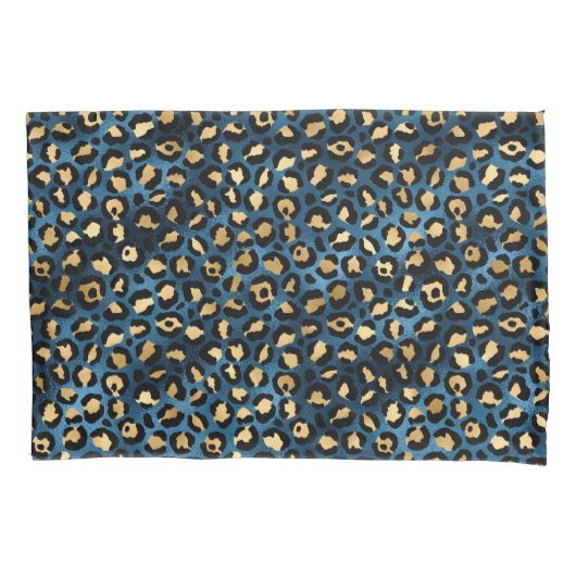 Blue and Gold Leopard Serie Design 1 Kissenbezug (Vorderseite)