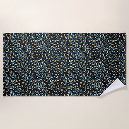 Blue and Gold Leopard Serie Design 1 Strandtuch (Vorderseite)
