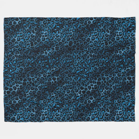Blue and Gold Leopard Serie Design 3 Fleecedecke (Vorderseite (Horizontal))