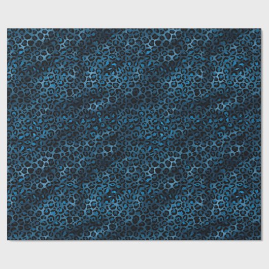 Blue and Gold Leopard Serie Design 3 Geschenkpapier (Flach)
