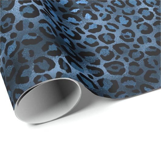 Blue and Gold Leopard Serie Design 3 Geschenkpapier (Rolleneckpunkt)