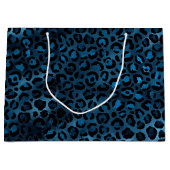 Blue and Gold Leopard Serie Design 3 Große Geschenktüte (Vorderseite)