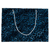 Blue and Gold Leopard Serie Design 3 Große Geschenktüte (Rückseite)