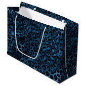 Blue and Gold Leopard Serie Design 3 Große Geschenktüte (Vorderseite Schrägansicht)