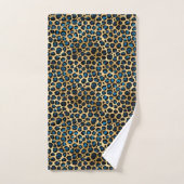 Blue and Gold Leopard Serie Design 4 Badhandtuch Set (Handtuch)