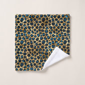 Blue and Gold Leopard Serie Design 4 Badhandtuch Set (Waschlappen)