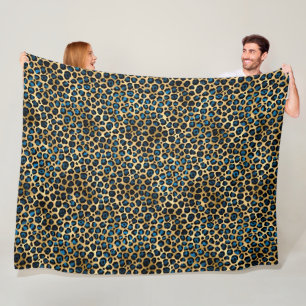 Blue and Gold Leopard Serie Design 4 Fleecedecke