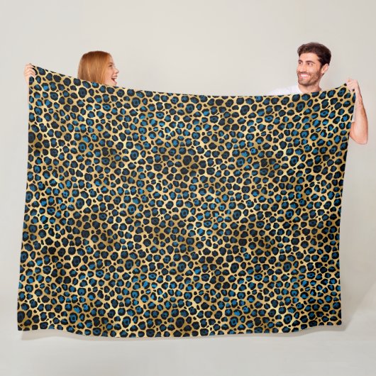 Blue and Gold Leopard Serie Design 4 Fleecedecke (Beispiel)