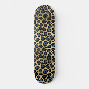 Blue and Gold Leopard Serie Design 4 Skateboard