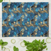 Blue and Gold Leopard Serie Design 6 Geschirrtuch (Gefaltet)