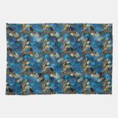 Blue and Gold Leopard Serie Design 6 Geschirrtuch (Horizontal)