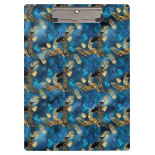 Blue and Gold Leopard Serie Design 6 Klemmbrett