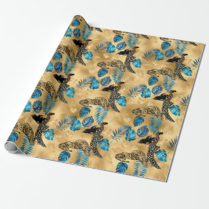 Blue and Gold Leopard Serie Design 7 Geschenkpapier