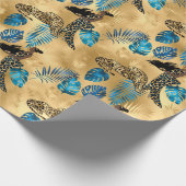 Blue and Gold Leopard Serie Design 7 Geschenkpapier (Ecke)