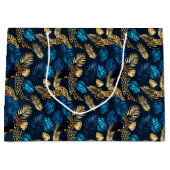 Blue and Gold Leopard Serie Design 8 Große Geschenktüte (Vorderseite)