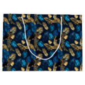Blue and Gold Leopard Serie Design 8 Große Geschenktüte (Rückseite)