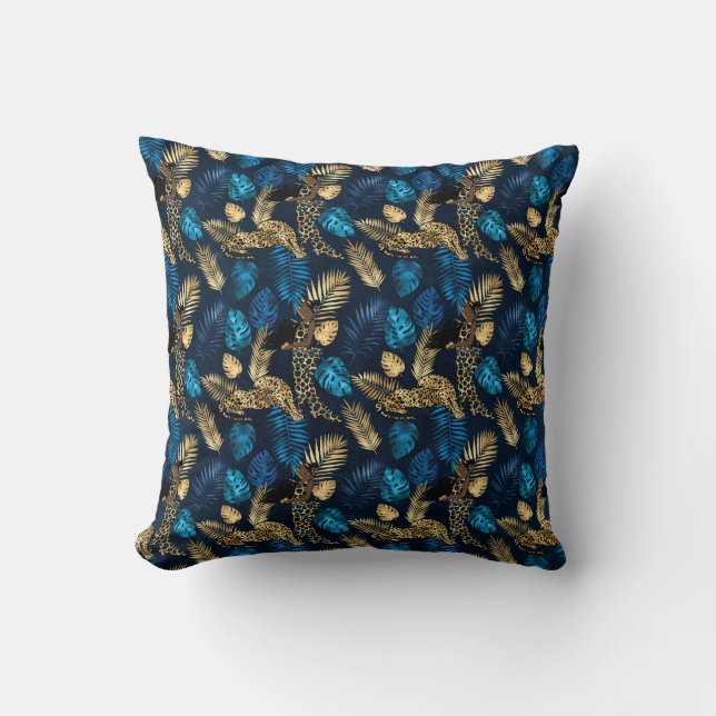 Blue and Gold Leopard Serie Design 8 Kissen (Vorderseite)