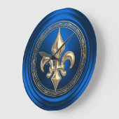 Blue and Gold Lilie Umschlag Aufkleber Große Wanduhr (Winkel)