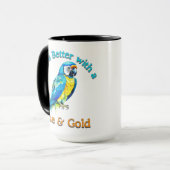 Blue and Gold Macaw Parrot Coffee Love Gift Tasse (Vorderseite Links)