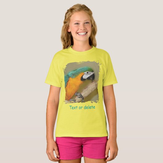 Blue And Gold Macaw Parrot Personalized T-Shirt (Vorne ganz)