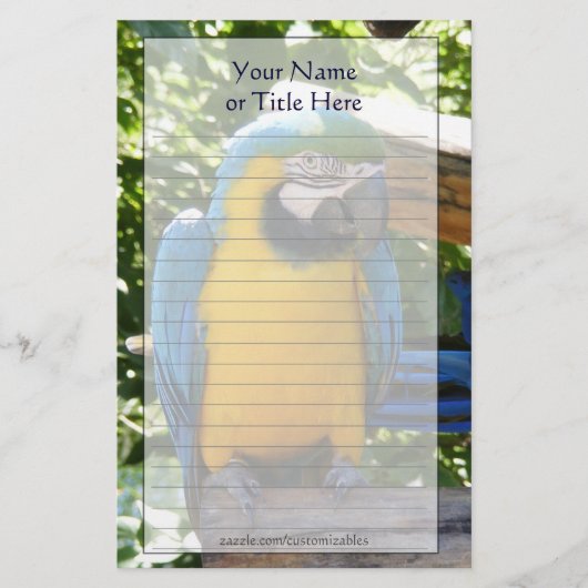 Blue and Gold Macaw Stationery Briefpapier (Vorderseite)