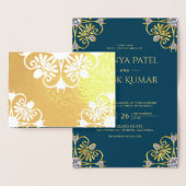 Blue and Gold Mandala Indian Wedding Einladung (Anzeige)