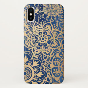 Blue and Gold Mandala Musterfall Case-Mate iPhone Hülle