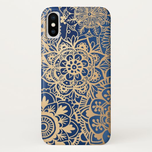 Blue and Gold Mandala Musterfall Case-Mate iPhone Hülle (Rückseite)