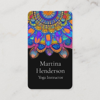 Blue and Gold Mandala Yoga Business Card Visitenkarte