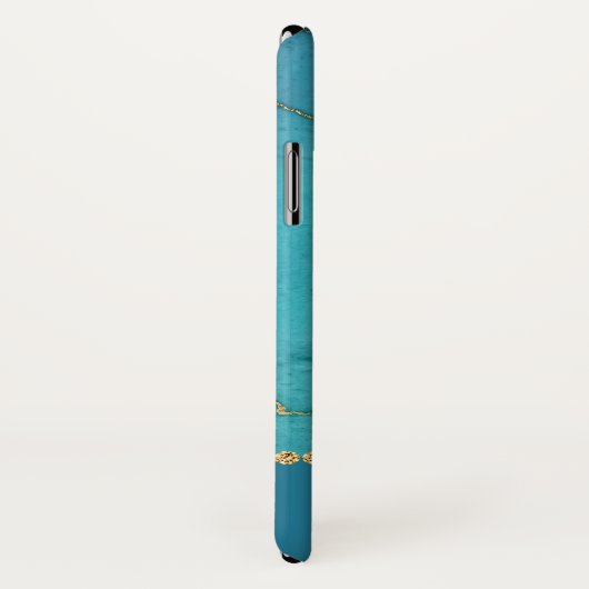 Blue and Gold Marble Elegante Girly Case-Mate iPhone Hülle (Hinten/Rechts)