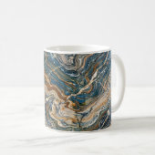 Blue and Gold Marble Swirl Pattern Coffee Mug Kaffeetasse (VorderseiteRechts)