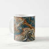 Blue and Gold Marble Swirl Pattern Coffee Mug Kaffeetasse (Vorderseite Links)