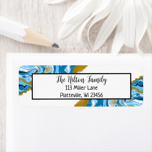 Blue and Gold Marmor Fluid Art (Insitu)